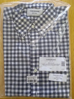 NWOT Thom Browne Blue Shepherd  Check Grosgrain Sleeve Stripes TB1 14.5-32 - Image 1 of 4
