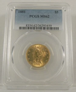 1881 $5 Gold Liberty Head Half Eagle PCGS MS62 - Picture 1 of 4