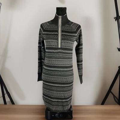Eddie Bauer Gray Fair Isle Below Knee Length Sweater Dress Women Size XS - Image 1 of 4