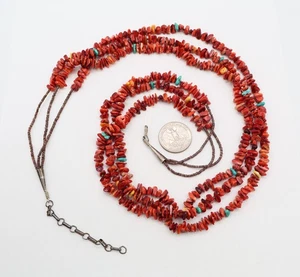 Santo Domingo Kewa Necklace Spiny Oyster Turquoise Melon Brown Pen Shell 28" L - Picture 1 of 4