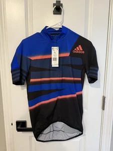 Adidas Men Cycling Adistar Jersey Shock Indigo App Solar FJ6572 Size L MSRP $160 - Picture 1 of 5