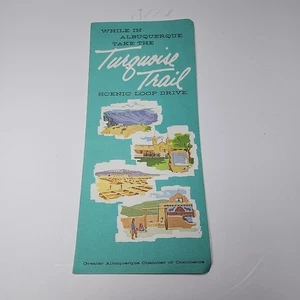 1950’s New Mexico Turquoise Trail Scenic Loop Drive Map Colorfully Illustrated - Picture 1 of 4