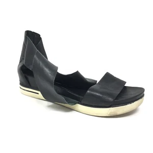 Eileen Fisher Sandals Shoes Womens Size 10 Black Leather Gladiator Side Zip Up - Picture 1 of 9