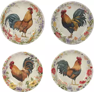 Certified International Floral Rooster 38 oz. Soup/Pasta Bowls, Set of 4 Assorte - Picture 1 of 8