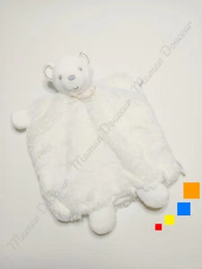 Doudou Plat/Marionnette Ours Blanc Crème Gris Fourrure Noeud Perle - Kaloo 2017 - Picture 1 of 3