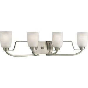 Wisten 4-Light Brushed Nickel Bathroom Vanity Light with Glass Shades, P2797-09 - Picture 1 of 2