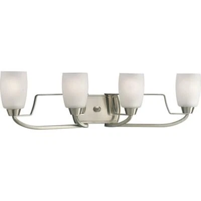 Wisten 4-Light Brushed Nickel Bathroom Vanity Light with Glass Shades, P2797-09 - Image 1 of 2