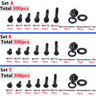 300Pcs M2.5 Black Alloy Steel High Tensile Allen Bolts Screw With Nut Washer Set