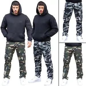 Enzo Mens Cargo Trousers Army Combat Camouflage Military Casual Work Wear Pants - Picture 1 of 16