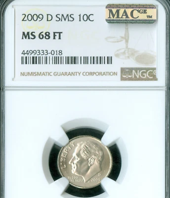 2009 D ROOSEVELT DIME NGC MS68 FT SMS 2nd FINEST MAC SPOTLESS * - Image 1 of 2