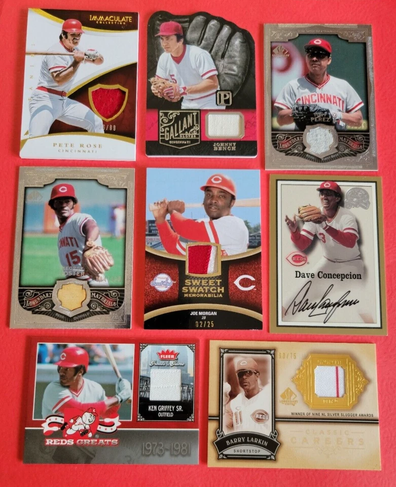 PETE ROSE Johnny Bench TONY PEREZ Ken Griffesy CONCEPCION CARTÃO AUTOGRAFADO E JERSEY VERMELHO - Imagem 1 de 4