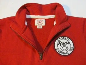 CINCINNATI REDS ESTABLISHED 1869 1/2 ZIP '47 BRAND SWEATSHIRT LG BASEBALL RARE - Picture 1 of 11