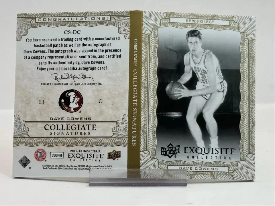 DAVE COWENS 2012-13 UD EXQUISITE COLLEGIATE PATCH BOOKLET AUTO 30/99 - Image 1 of 1
