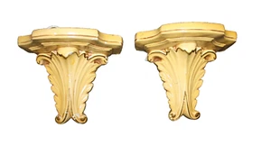 Vintage Chalkware Plaster Wall Shelf Pair 6.5" x 4" x 6" Hollywood Regency - Picture 1 of 4