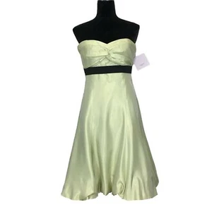 NWT Vera Wang Dress 4 Green Apple Evening Gown Wedding Party Taffeta Strapless  - Picture 1 of 10