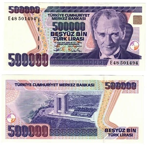 1993 Turkey Türkiye P208c 500000 Turkish Lira Banknote UNC - Picture 1 of 1