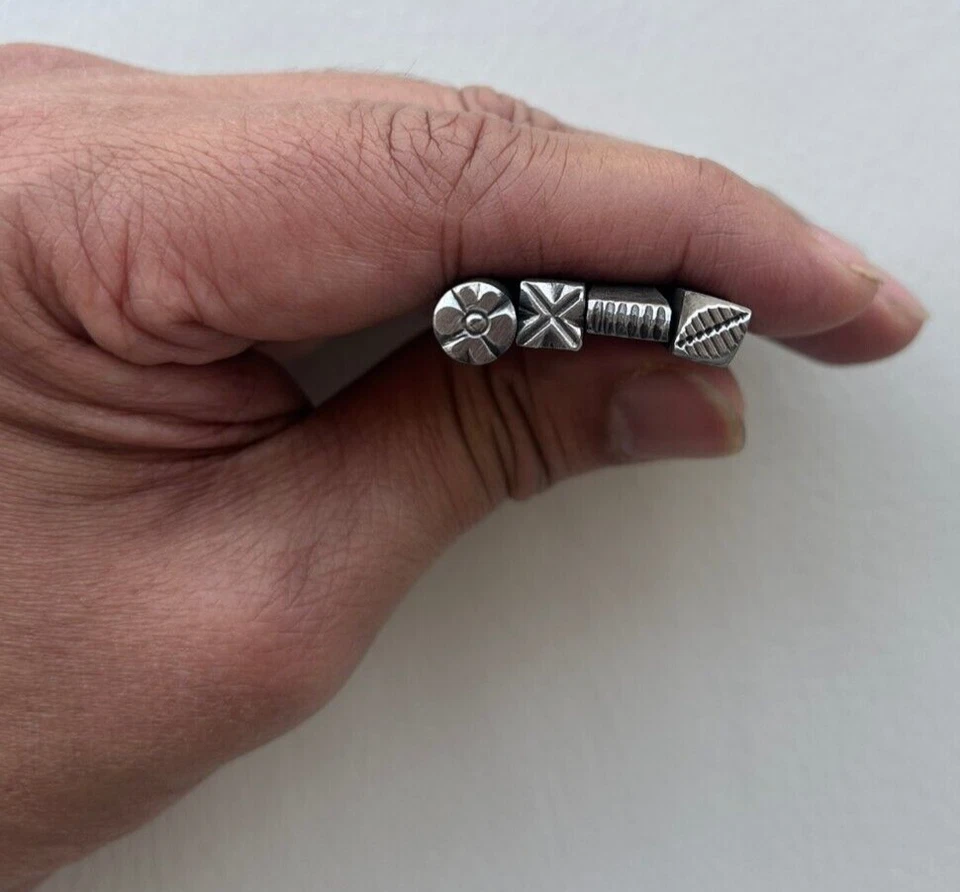 Vintage Indian Iron Punch Stamp Jewelry Stamping Tool 4pcs - Image 1 of 4