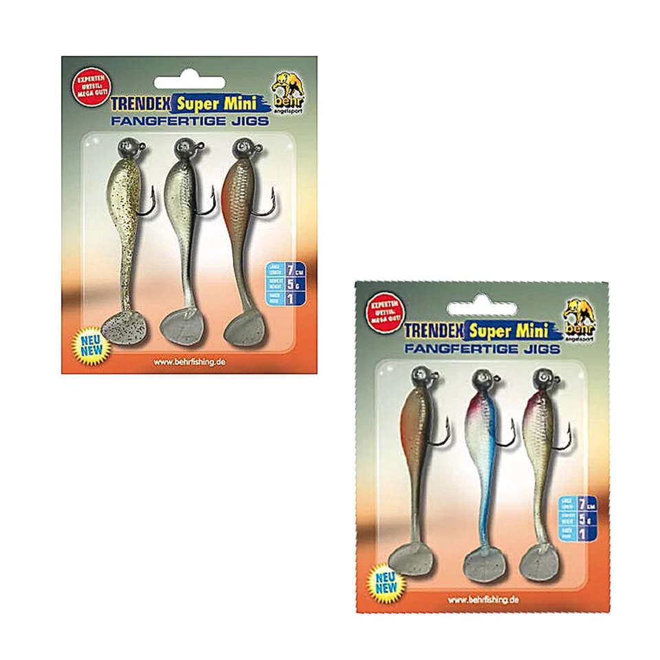 Gummifisch Barsch Angel Set 3 Mini Jigs 7 cm Gummifische Zander Köder Softbaits  - Bild 1 von 1