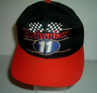 Budweiser #11 Black Red Hat ~ Bill Elliott Checkered Flags ~ Strapback Cap