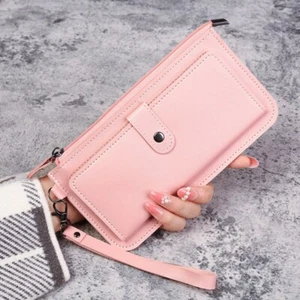 Women Wallet Multifunctional Leather Long Wallets Multi-card Buckle - Picture 1 of 32