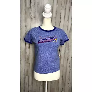 NWT NCAA Kansas Jayhawks Youth Large Blue Heather Ringer T-Shirt - Picture 1 of 4
