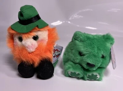 Vintage Puffkins Lot of 2 Holiday Plush w Tag 90s Valentine Xmas St Patricks - Image 1 of 4