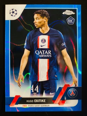 2022-23 Topps Chrome UCC # 125 Hugo Ekitike PSG Blue Lava refractor rookie 1:201 - Image 1 of 2