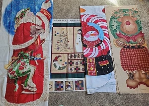 Lot of 4 Door Panels Daisy Kingdom Santa Wreath Snowman Homespun Fabric Sewing - Picture 1 of 10