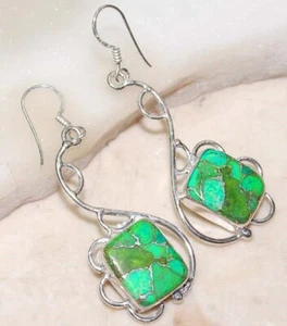 Natural Silver Turquoise 925 Sterling Silver Earrings Jewelry @17-5 - Picture 1 of 1