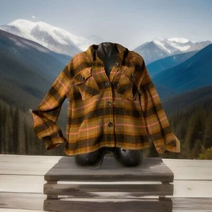 Steve Madden BB Dakota Women's Flannel Button Down 2xl Brown Pink Stripes - Picture 1 of 6