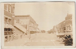 Vintage RPPC: STREET SCENE, AUBURN, NEBRASKA, SIGNAGE, VINTAGE CARS - Picture 1 of 2