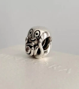 Authentic Pandora Silver Pink CZ Smiling Octopus Charm Bead Pendant 4Bracelet - Picture 1 of 20