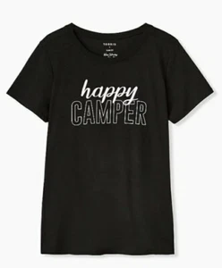 NUEVO CON ETIQUETAS Torrid Plus Talla 3 3X 22/24 HAPPY CAMPER NEGRA SLIM FIT CAMISETA DOBLE  - Imagen 1 de 4