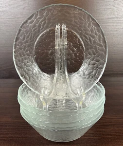 6 Beautiful Arcoroc USA Vercors Pebble Texture 6 1/2” Clear Glass Bowls - Picture 1 of 12