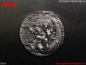 steampunk silver fridge magnet coin fantasy fairy moon crescent #FM36 - Picture 1 of 4
