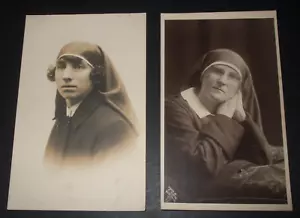 2 postales antiguas con fotos reales de monjas retrato fotografía NUN tema religión - Imagen 1 de 1