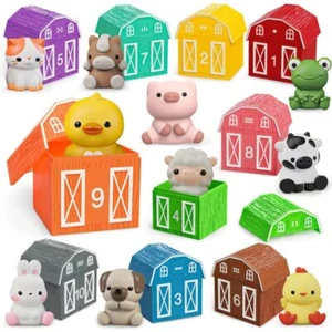 Learning Toy for Toddlers 1 2 3 Year Old, 10 Farm Animal Toys & 10 Barns, Cou... - Picture 1 of 8