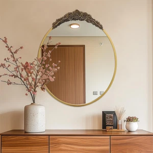 Oval Vintage Baroque Mirror Gold Wall Mirror for Entryway Fireplace Living Room - Picture 1 of 16