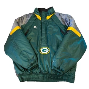 Green Bay Packers Starter Jacket Uomo 2XL NFL Pro Line Vintage anni 90 Tampone 1/2 Zip - Foto 1 di 8