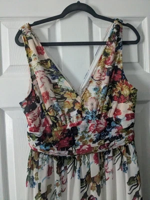 NUEVO SIN ETIQUETAS Ever Pretty Maxi Vestido Boho Floral Cuello en V Sin Mangas Cremallera Talla 10 Foto 1 de 4