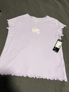Adidas ruffle purple Girls School T-shirt. New with tags. Large regular fit (14) - Picture 1 of 7