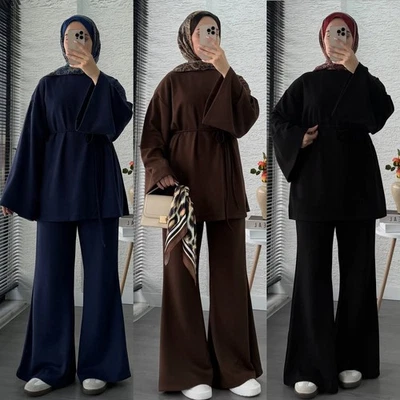 Eid Dubai Abaya Vestido Largo Modesto Caftán Ramadán Bata Mujer Conjunto de Ropa Islámica Foto 1 de 4
