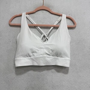 Athleta Sports Bra Womens Large White Strappy Crossback Padded Longline Yoga - Picture 1 of 10