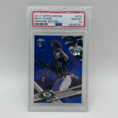 2017 Topps Chrome Saphire Matt Olson RC Rookie Card PSA 10 - Image 1 of 4