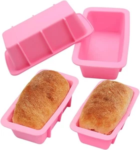 4PCS Silicone Mini Bread Loaf Pans 6.5" Nonstick Small Cake Bakeware - Picture 1 of 5