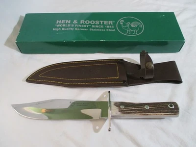 Cuchillo Bowie Ciervo Alemán de Acero Inoxidable para Gallina y Gallo con Funda HR-3107 Foto 1 de 4