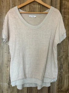 Gigi Moda Italy Leinen Hemd Beige Silberbesatz Gr. M Strand Boho Atmungsaktiv - Bild 1 von 10