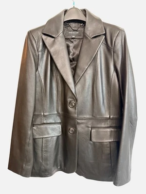 Chaqueta Blazer Jones New York Mujer Negra Cuero Genuino Talla Grande Foto 1 de 4