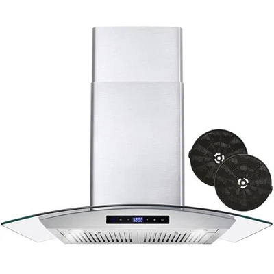 Cosmo 30" 380 CFM Ductless Wall Mount Range Hood Kitchen Hood in Stainless Steel - Image 1 of 3