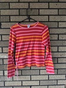 Old Navy Vintage 90s Y2K Striped Long Sleeve Shirt Girls Size 16 - Picture 1 of 6